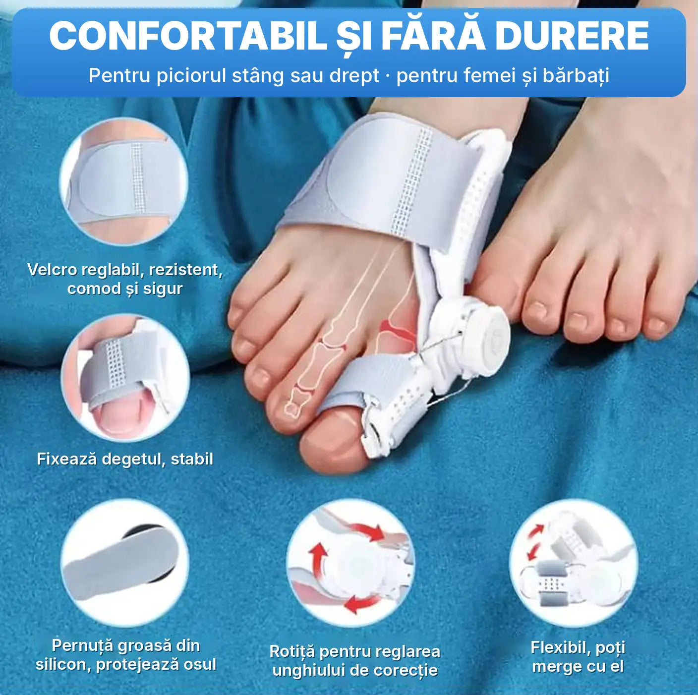 Corector reglabil pentru monturi- Hallux Valgus